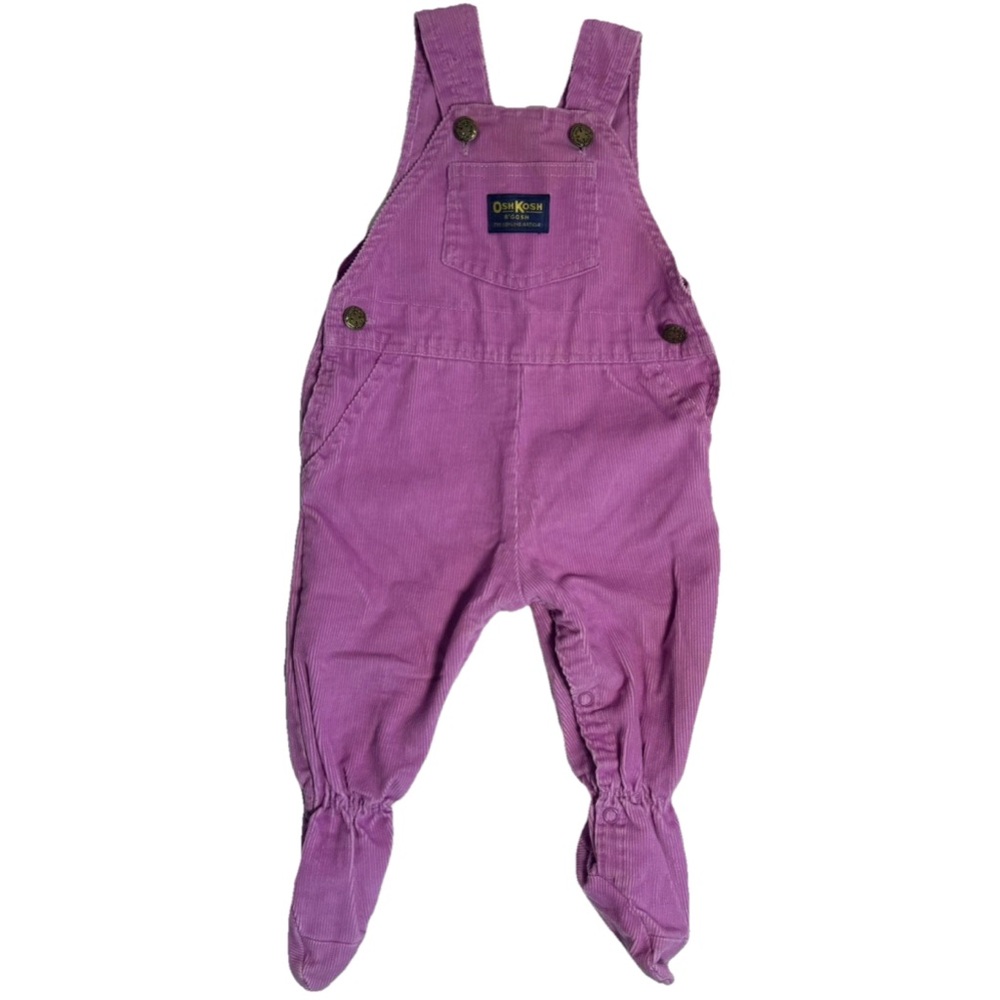 Vintage OshKosh B’Gosh Vestbak Baby Overalls 6-9M Pink Corduroy Footed Rare 90s